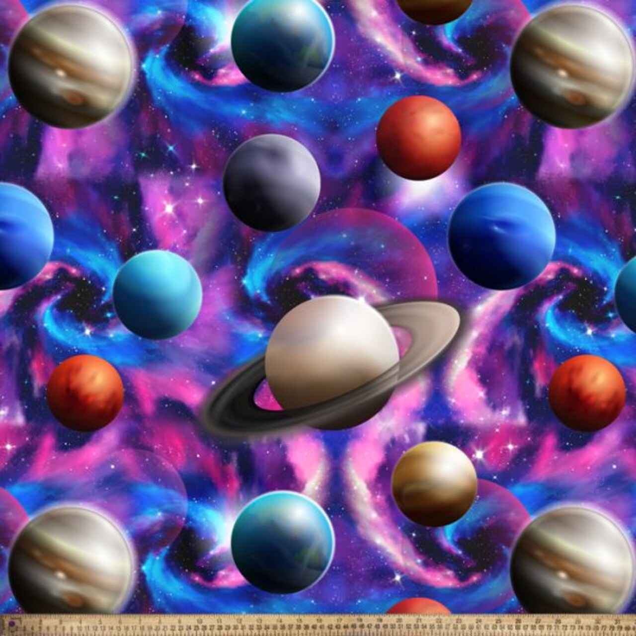 Universe of Planets Anti-Pill Premium Fleece Fabric | By The Yard